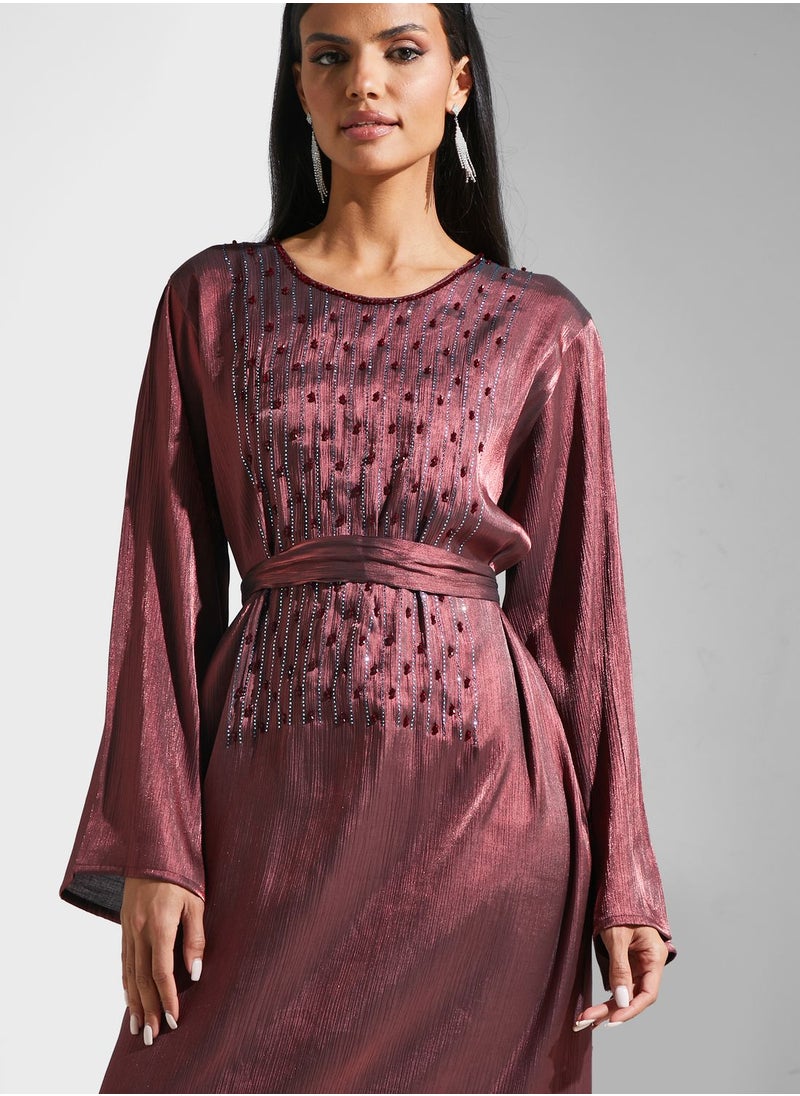 hayas closet - Embellished Belted Jalabiya - Image 1