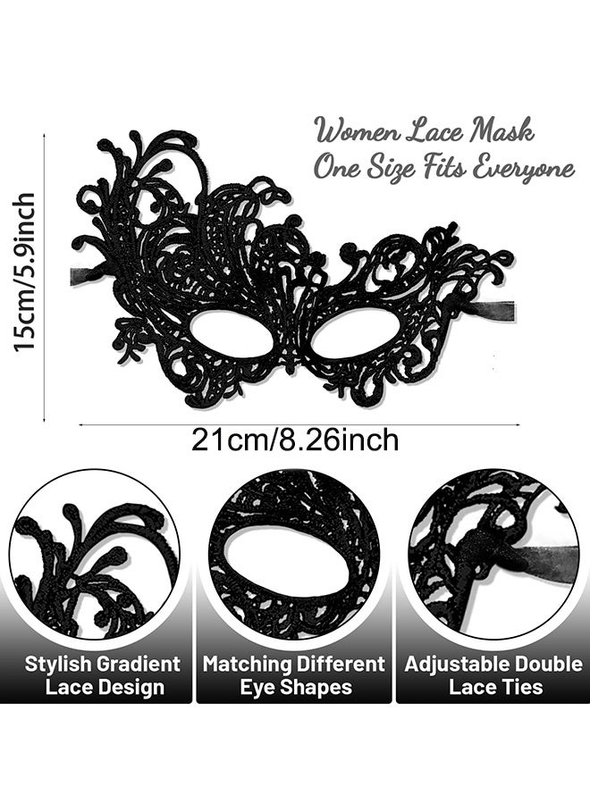 3 قطع أقنعة تنكرية من الدانتيل للأزواج على الطراز الفينيسي أقنعة للعينين لعيد الهالوين والكرنفال وماردي غرا وحفلات العيد والتجمعات وحفلات التنكرية وحفلات الزفاف وحفلات العرائس، باللونين الأسود والذهبي - Image 5