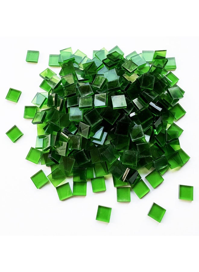 200g 1.0 Square Acrylic Mosaic Colored Plexiglass Handmade Diy Material Package Table Lamp Patch-Colour:Emerald Green And Highly Translucent [200g, About 684 Capsules]  - Image 1