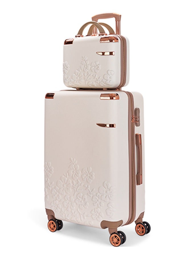 ليمرا طقم شنط سفر مكون من 5 حقائب أمتعة بـ 4 عجلات بتصميم صلب و حديث بيج/ذهبي - Image 2