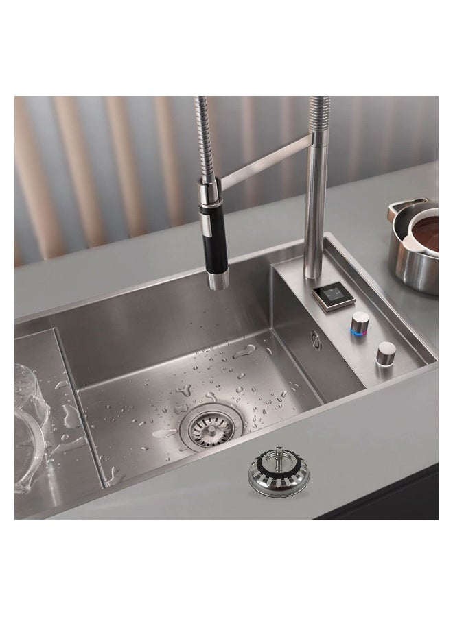 Kitchen Sink Collection, Stainless Steel Strainer with Sink Drain Strainer Assembly Kitchen Sink Basket Waste Plug Sink Accessories, 114mm - Image 5