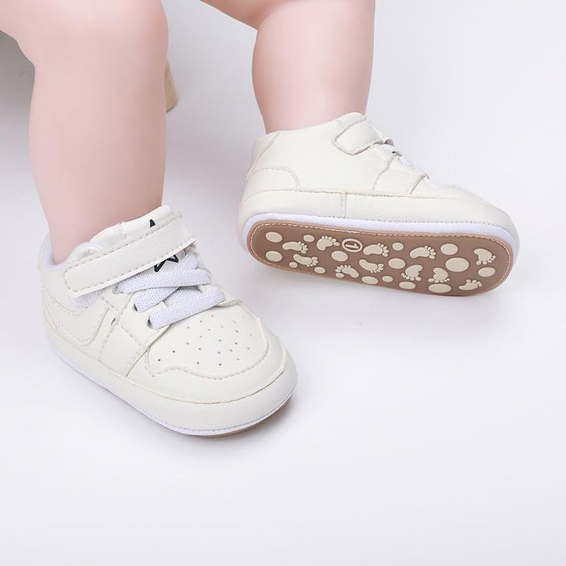 Clowora Unsex Baby Shoes Boys Girls Infant Sneakers Non-Slip Soft Rubber Sole Toddler Crib First Walker Lightweight Shoes (A031/White,3-6 Months) - Image 4