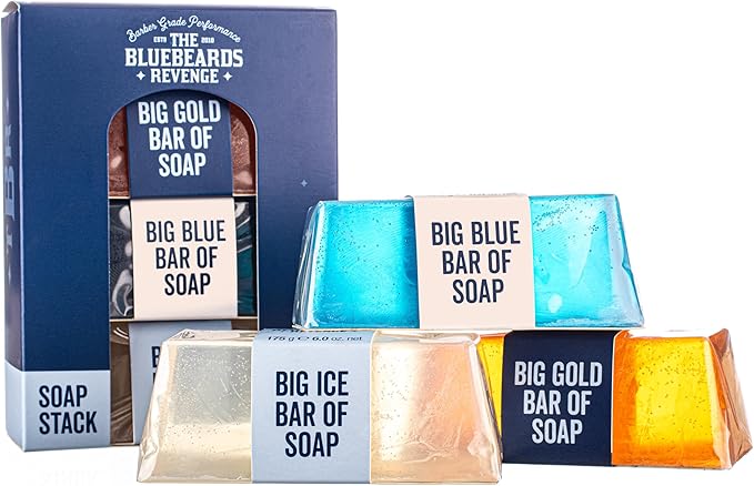 The Bluebeards Revenge Mens Soap Stack Gift Set Mens Soap Bar For Hands and Body Includes Big Blue Cuban Gold And Classic Ice Soap - Image 2