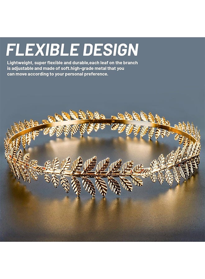 اتش واي تاج إكليل الغار، زي الإله اليوناني للرجال، تاج مصنوع من أوراق الذهب لإكسسوارات زي التوجا، قطعة رأس للإلهة اليونانية، إكسسوارات التوجا للنساء، زي الإلهة، زي الإمبراطور الروماني للرجال - Image 3