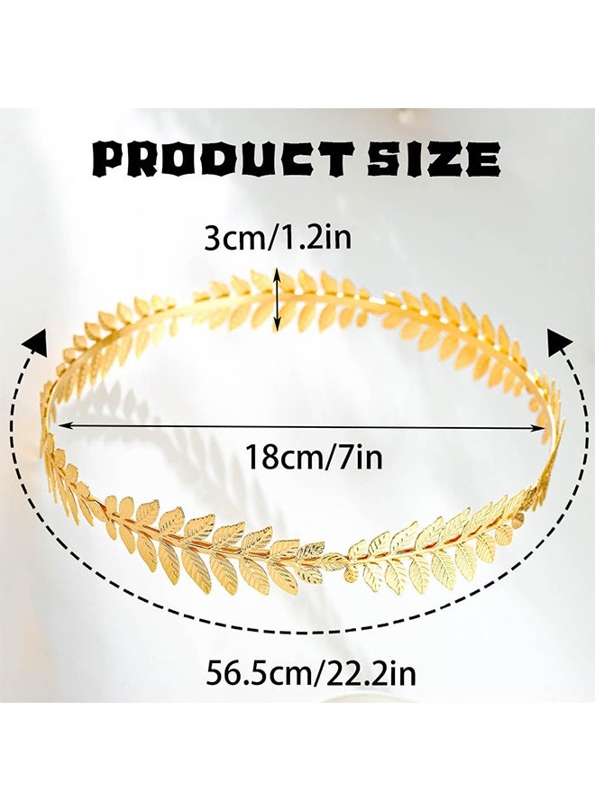 اتش واي تاج إكليل الغار، زي الإله اليوناني للرجال، تاج مصنوع من أوراق الذهب لإكسسوارات زي التوجا، قطعة رأس للإلهة اليونانية، إكسسوارات التوجا للنساء، زي الإلهة، زي الإمبراطور الروماني للرجال - Image 2