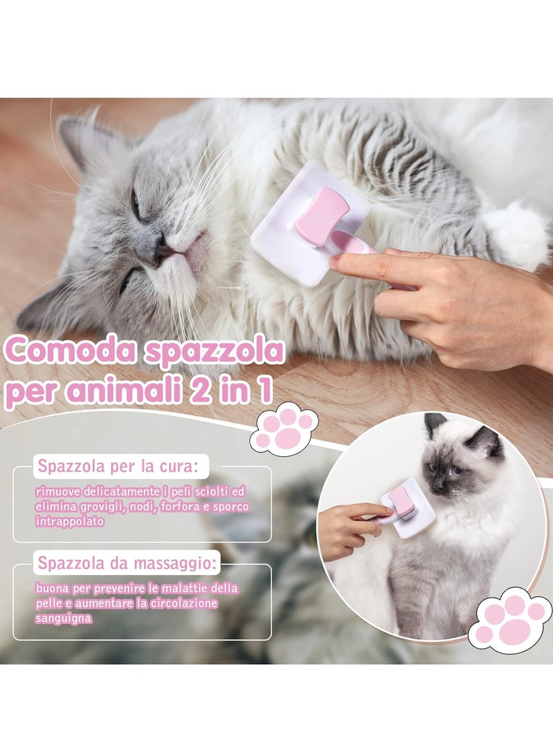 فرشاة تنظيف ذاتية للحيوانات الأليفة، فرشاة للشعر الطويل والقصير للكلاب والقطط، تزيل تشابك الشعر السفلي بشكل فعال، لون وردي - Image 4