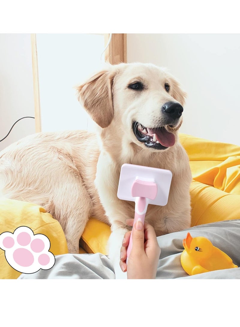 فرشاة تنظيف ذاتية للحيوانات الأليفة، فرشاة للشعر الطويل والقصير للكلاب والقطط، تزيل تشابك الشعر السفلي بشكل فعال، لون وردي - Image 5