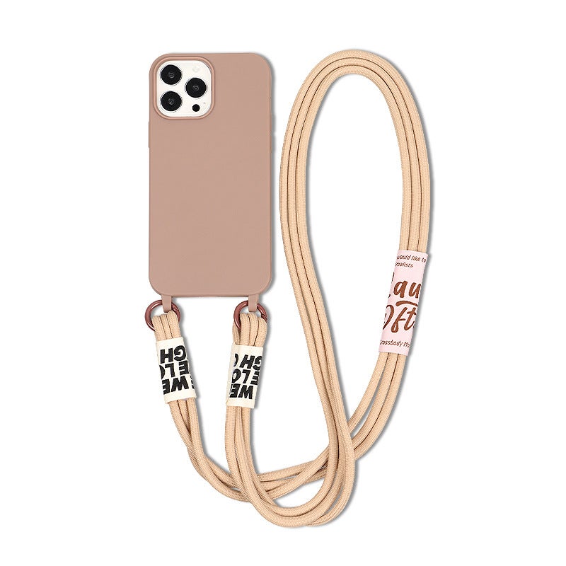 Mobile phone shell women's new crossbody lanyard mobile phone shell for Apple 14Promax milk tea wholesale one-piece delivery - Image 2