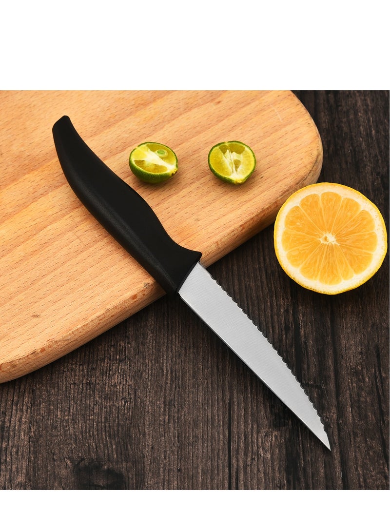 Astylway طقم سكاكين ستيك سكاكين ستيك مجموعة من 4 سكاكين ستيك مسننة سكاكين فائقة الحدة من الفولاذ المقاوم للصدأ عالي الكربون مع مقHandles بلاستيكية مريحة سوداء - Image 4
