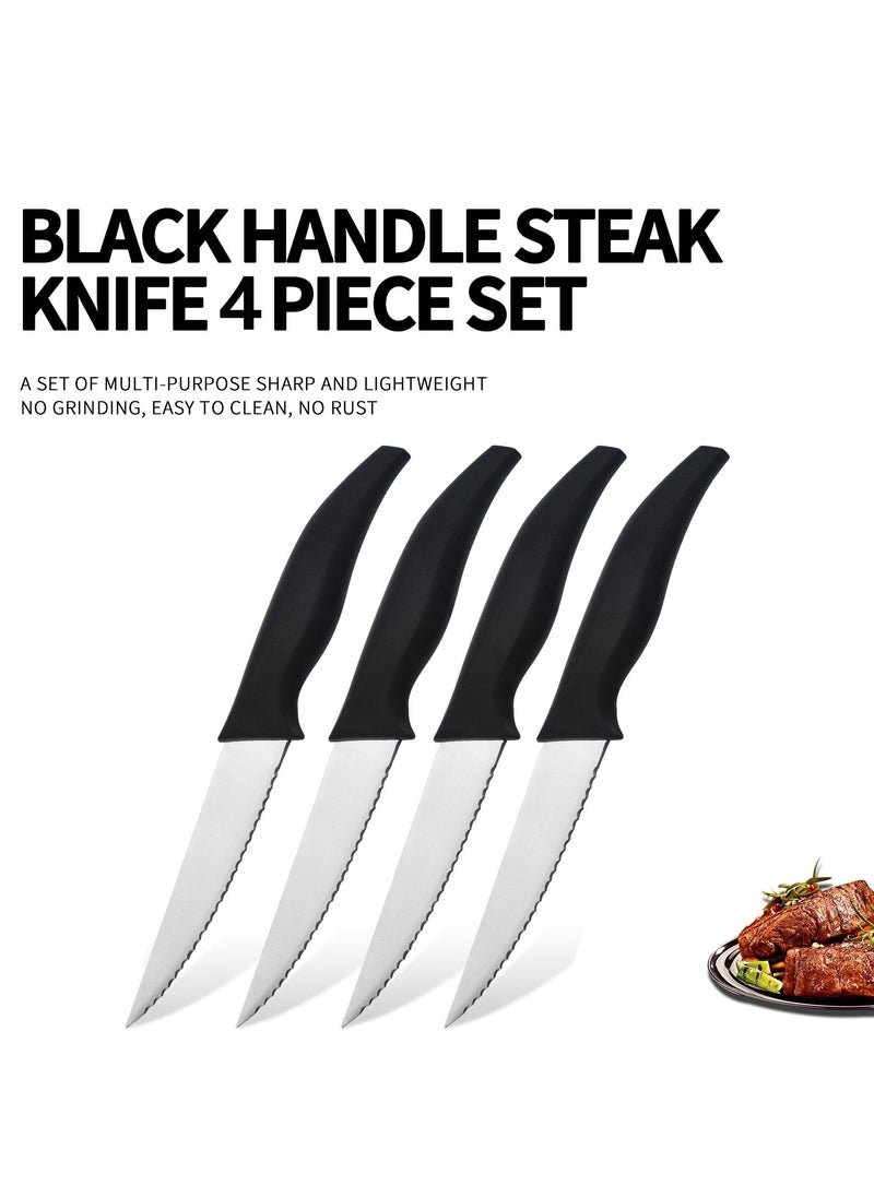 Astylway Steak Knife Set Steak Knives Set of 4 Serrated Steak Knives Ultra-Sharp High Carbon Stainless Steel Knives with Ergonomic Plastic Handles Black  - Image 1