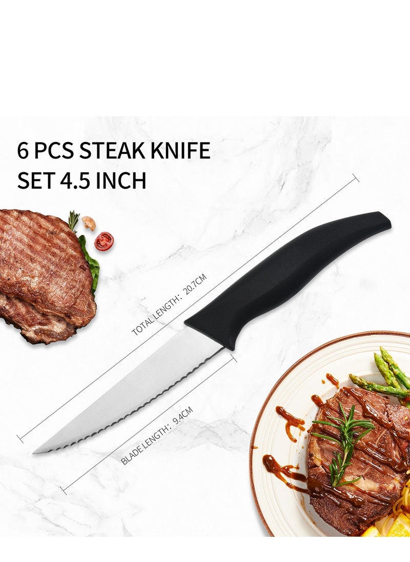 Astylway Steak Knife Set Steak Knives Set of 4 Serrated Steak Knives Ultra-Sharp High Carbon Stainless Steel Knives with Ergonomic Plastic Handles Black  - Image 2