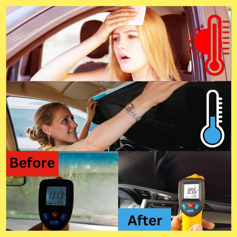 Windshield Sunshade - Reflective Car Sun Protection, Certified 99% UVR Block, Size M 155x81cm - Image 4