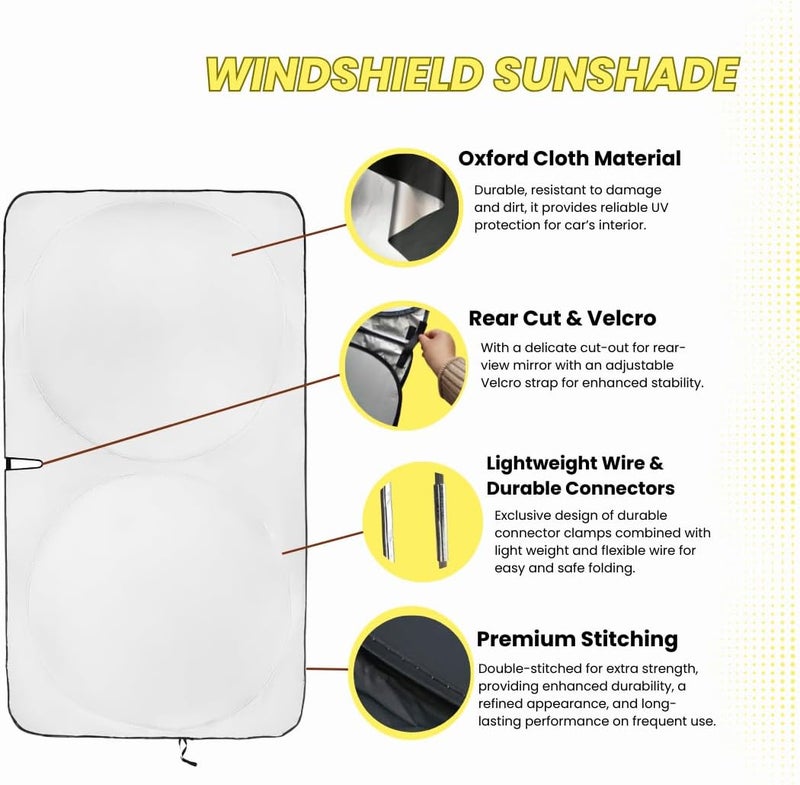 Windshield Sunshade - Reflective Car Sun Protection, Certified 99% UVR Block, Size M 155x81cm - Image 5