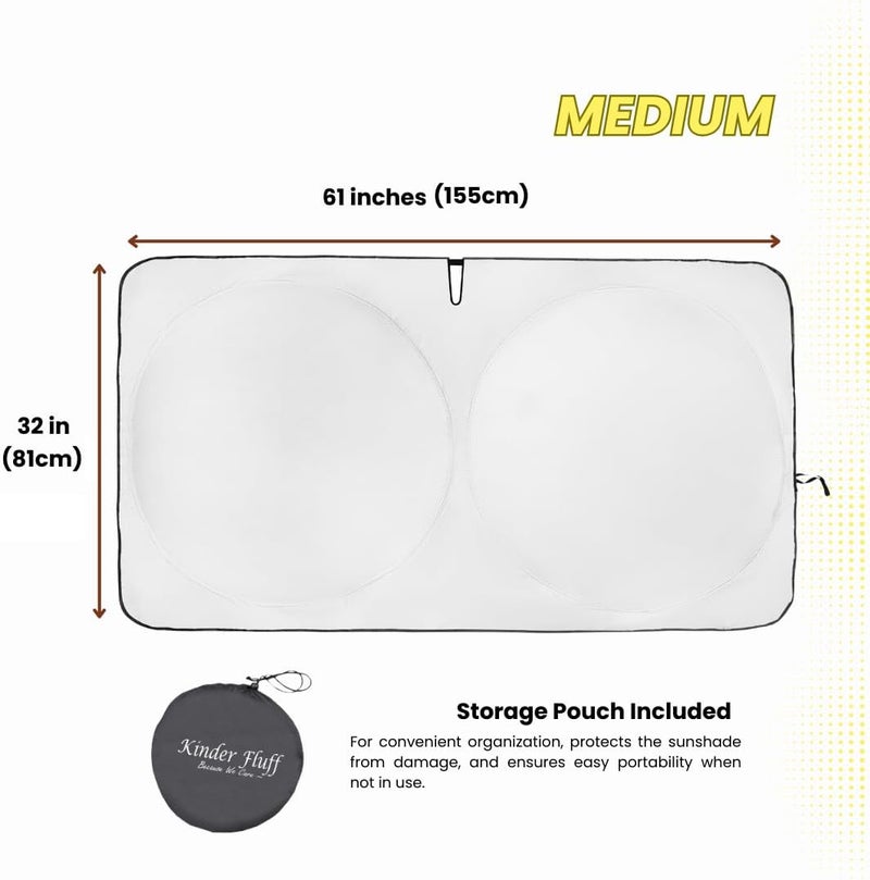 Windshield Sunshade - Reflective Car Sun Protection, Certified 99% UVR Block, Size M 155x81cm - Image 2