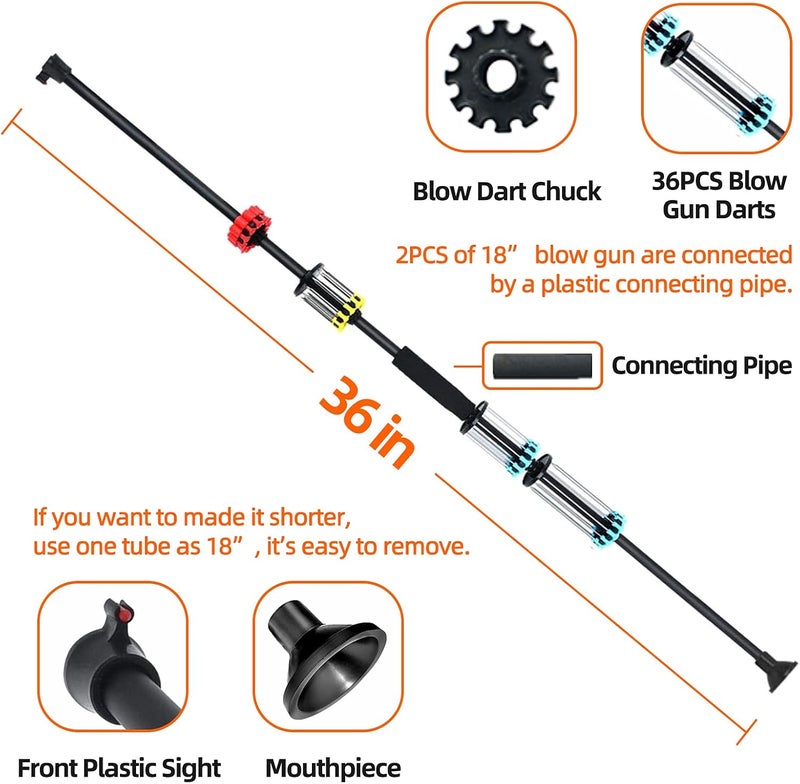 COSMOING 36" 48" Blowgun .40 Cal with 48 Darts and Tactical Peep Sight for Various Needs - Image 3
