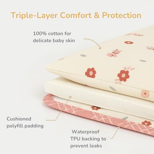 Tidy Sleep Baby Portable Diaper Changing Mat – Waterproof, Foldable Travel Mat with Storage Pockets & Soft Padding Pillow–Easy-to-Carry Changing Station Organizer for Newborns & Toddlers (Yellow Bloom Vines) - Image 4