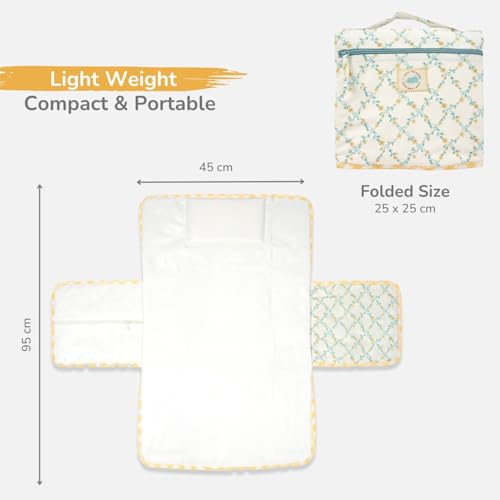 Tidy Sleep Baby Portable Diaper Changing Mat – Waterproof, Foldable Travel Mat with Storage Pockets & Soft Padding Pillow–Easy-to-Carry Changing Station Organizer for Newborns & Toddlers (Yellow Bloom Vines) - Image 5
