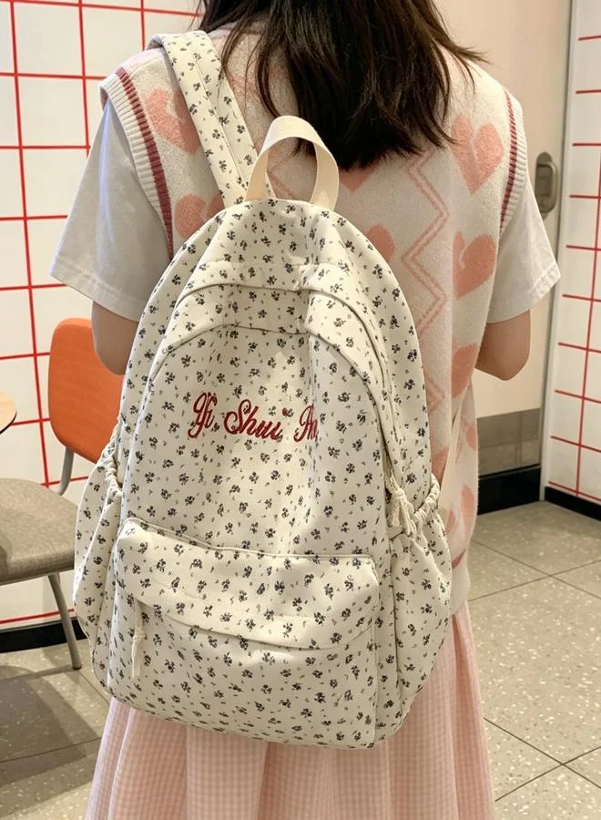 Take Two Girls Ditsy Print Backpack With Zip Pocket