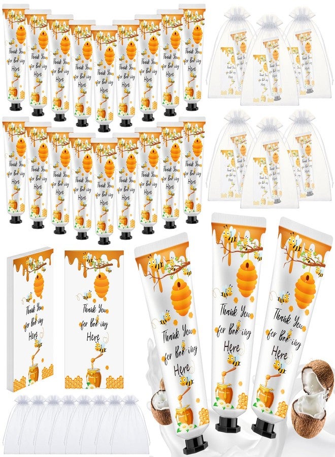 Swiffen 24 Sets Honey Hand Cream Gifts Bulk Bee Baby Shower Favors for Guest a Little Honey Is on The Way Thank You for Bee-ing Here Travel Size Lotion with Organza Bags - Image 1
