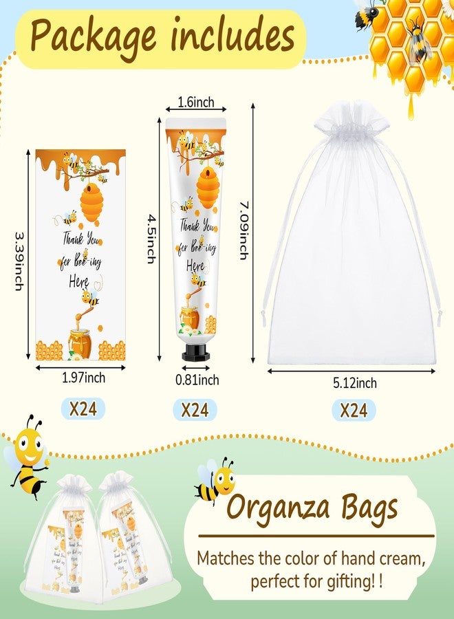 Swiffen 24 Sets Honey Hand Cream Gifts Bulk Bee Baby Shower Favors for Guest a Little Honey Is on The Way Thank You for Bee-ing Here Travel Size Lotion with Organza Bags - Image 2
