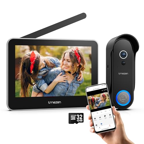 Tmezon Wireless Video Doorbell with Camera and Monitor WiFi Doorbell Intercom System, 1080P Camera with Monitor, Video Door Phone 7''Touch Screen, Motion Detection, No Monthly Fees, Tuya APP 2.4G/5G - Image 1