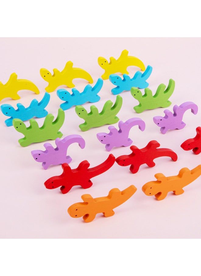 Color Small Gecko Balance Stacking High Game Wooden Children's Creative Variable Stacking Educational Toys For Parents-Color:Gecko Stacking Height-HBE