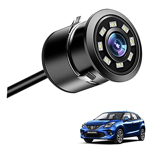 Asryd Car Rear Backup Camera, Rear View LED Night Vision Camera Waterproof 170 Degree Wide Angle, Black, Reverse Camera Parking Guide For Maruti Suzuki Baleno (1 LED Camera) - Image 1