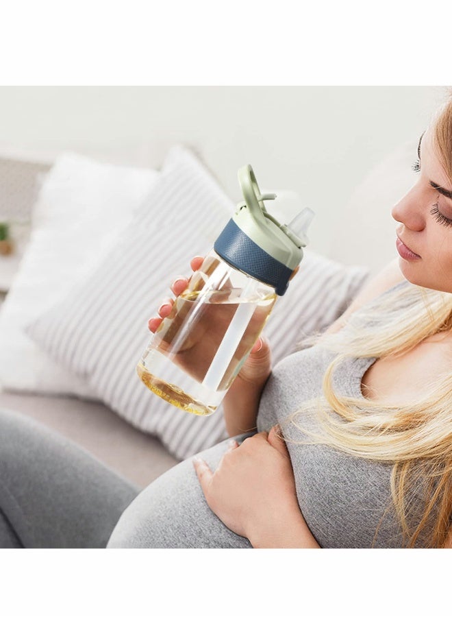زجاجة مياه للأطفال سعة 480 مل مع قشة، كوب شرب قابل لإعادة الاستخدام وخالي من BPA للمدرسة، تصميم مانع للتسرب، مثالية للأنشطة الرياضية الصيفية للأطفال (أخضر) - Image 5