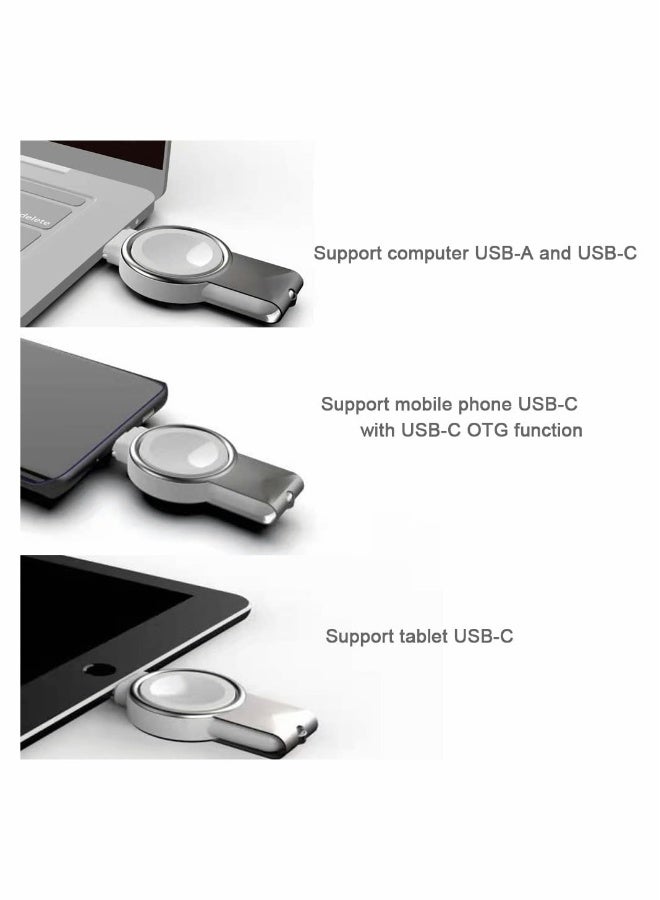 Portable Apple Watch Charger, Travel Wireless Magnetic Charger for Apple Watch with USB A and USB C Connector, Compatible with Apple Watch Series 1/2/3/4/5/6 (2 in 1)  - Image 3