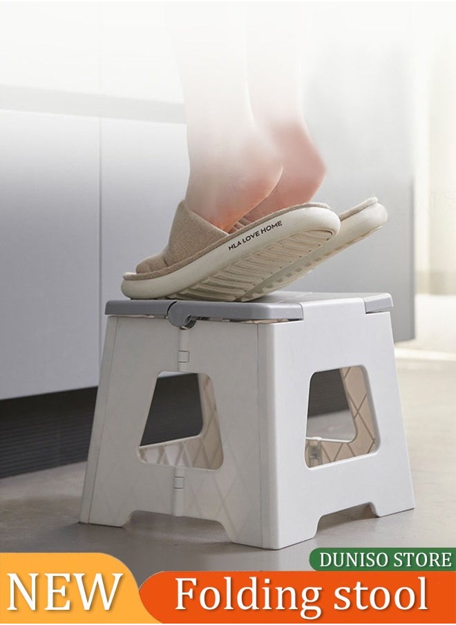 DUNISO - Folding step stool, plastic thick footstool outdoor stool, can be carried by hand, can bear up to 240 pounds, suitable for kitchen, bathroom, garden - Image 1