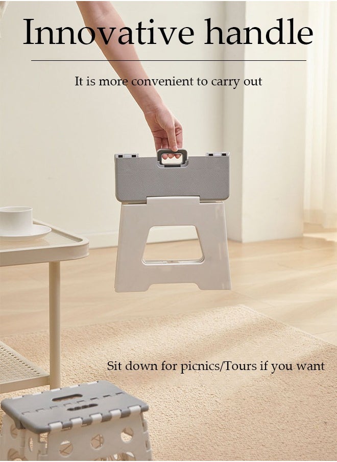DUNISO - Folding step stool, plastic thick footstool outdoor stool, can be carried by hand, can bear up to 240 pounds, suitable for kitchen, bathroom, garden - Image 1