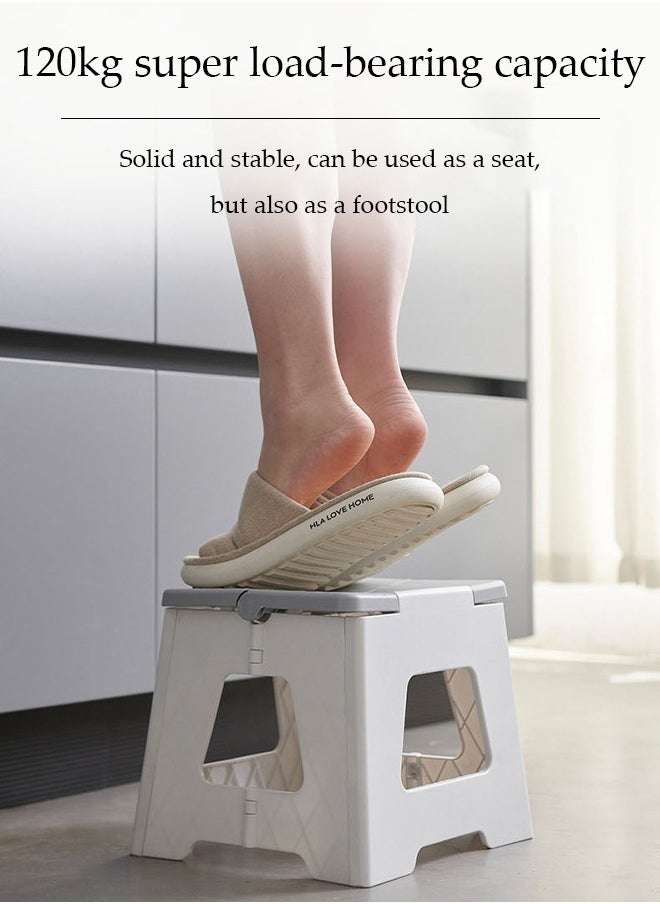 DUNISO - Folding step stool, plastic thick footstool outdoor stool, can be carried by hand, can bear up to 240 pounds, suitable for kitchen, bathroom, garden - Image 1