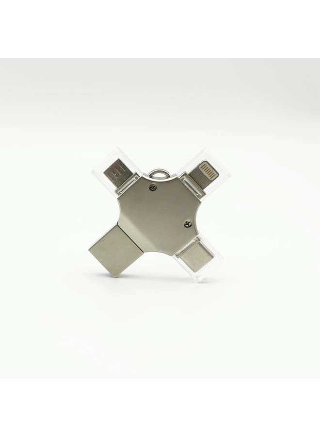 محرك أقراص فلاش USB سعة 128 جيجابايت متعدد الوظائف 4 في 1 متوافق مع iPhone/iPad/Android/PC محرك أقراص USB محمول عالي السرعة للتخزين الخارجي USB A USB C Micro USB  iPhone Connector