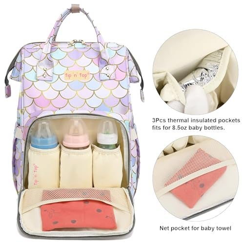 Tip 'n' Top Premium Stylish Trending Diaper Backpack for Newborns Diaper Bag Travelling Diaper Organiser Backpack for Moms (Rainbow Printed) - Image 2