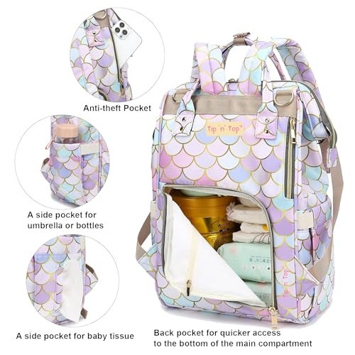 Tip 'n' Top Premium Stylish Trending Diaper Backpack for Newborns Diaper Bag Travelling Diaper Organiser Backpack for Moms (Rainbow Printed) - Image 4