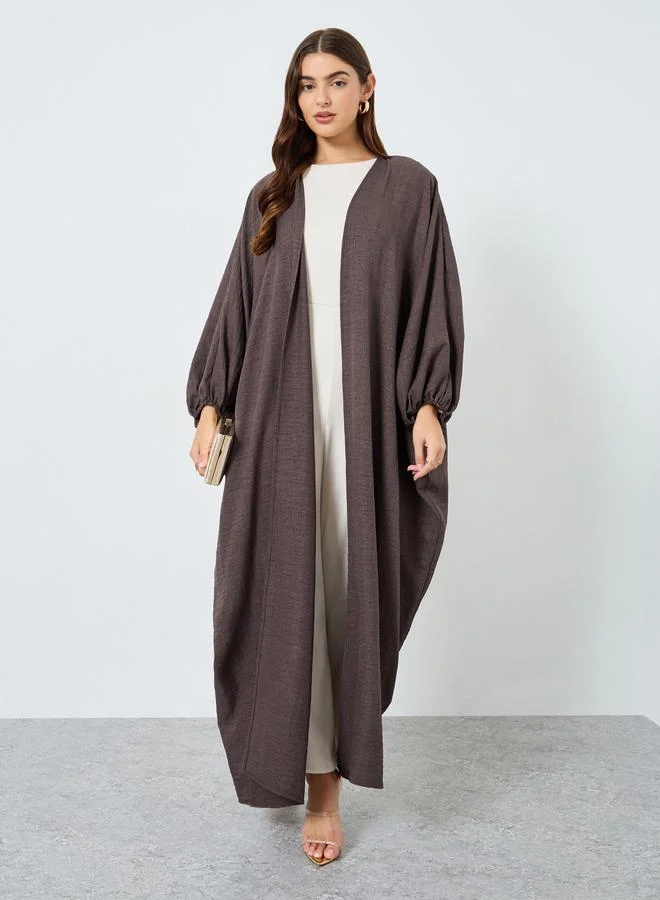 Textured Open Kimono Sleeve Abaya