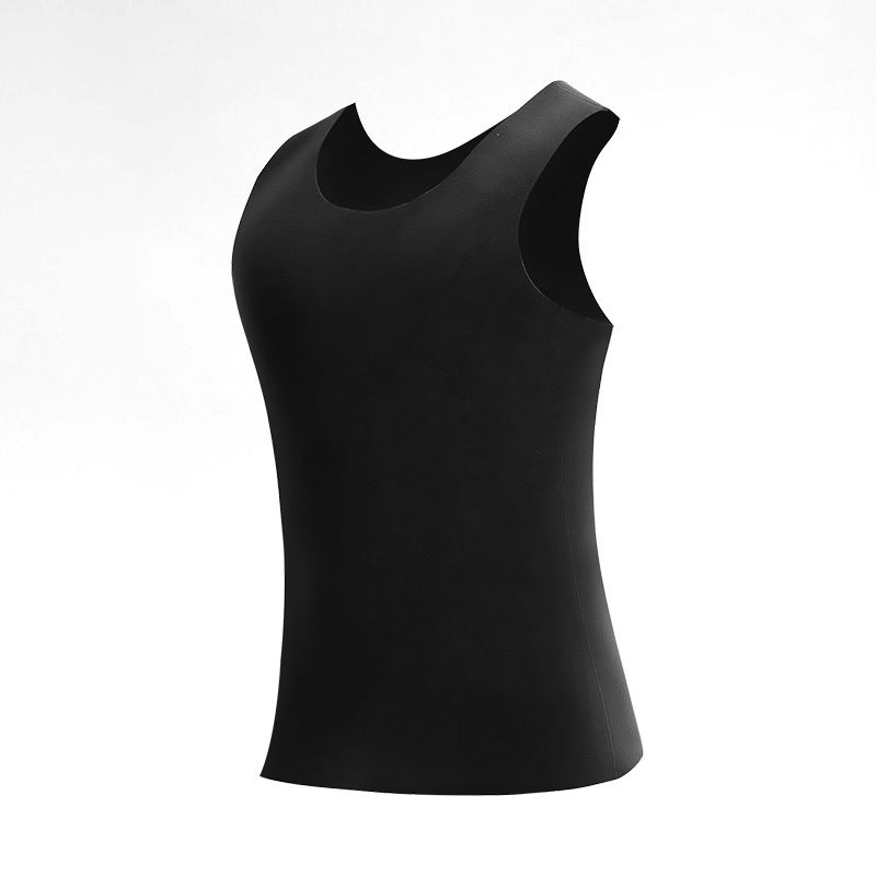 Mens Warm Fleece-Lined Vest Sleeveless T-shirt Sapphire Blue  - Image 4