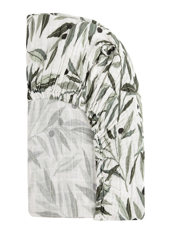 Babyletto 100% Organic Cotton All-Stages Midi Crib Sheet, GOTS-Certified, Fitted 360°, Ultra-Soft and Breathable Muslin - Olive Branches - Image 4