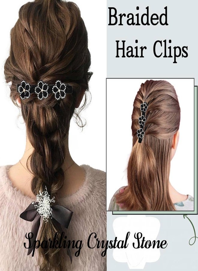 Outyua Braided Hair Clips Sparkling Crystal Stone Braided Hair Clips for Women Rhinestone Duckbill Hairpin 2Pcs - Image 5