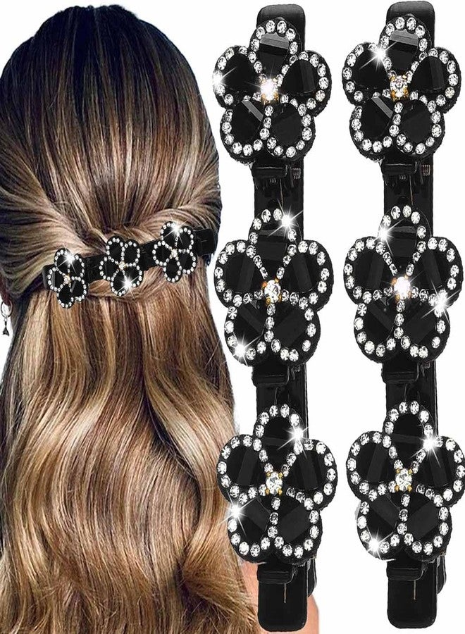Outyua Braided Hair Clips Sparkling Crystal Stone Braided Hair Clips for Women Rhinestone Duckbill Hairpin 2Pcs - Image 1