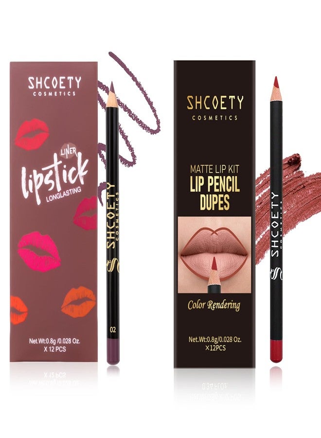 SHCOETY 24 Pcs Matte Lip Liner Set, Waterproof Longwear Lip Pencils, Smooth Soft High Pigmented Natural Lip Makeup (SH8007X+SH012X) - Image 1