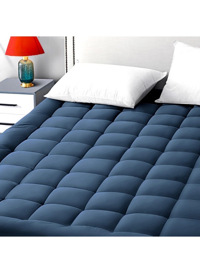 EASELAND EASELAND Queen Size Mattress Pad Pillow Top Mattress Cover Quilted Fitted Mattress Protector 8-21" Deep Pocket Cooling Mattress Topper (60x80 Inches, Dark Blue)  - Image 1