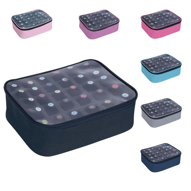 UOZL Small Clear Nail Polish Organizer Holds 30 bottles(15ml-0.5fl.oz) Nail Polish Case Multifunctional Nail Polish Bag organizer, Cosmetic Travel Makeup Cases for Women Black - Image 1