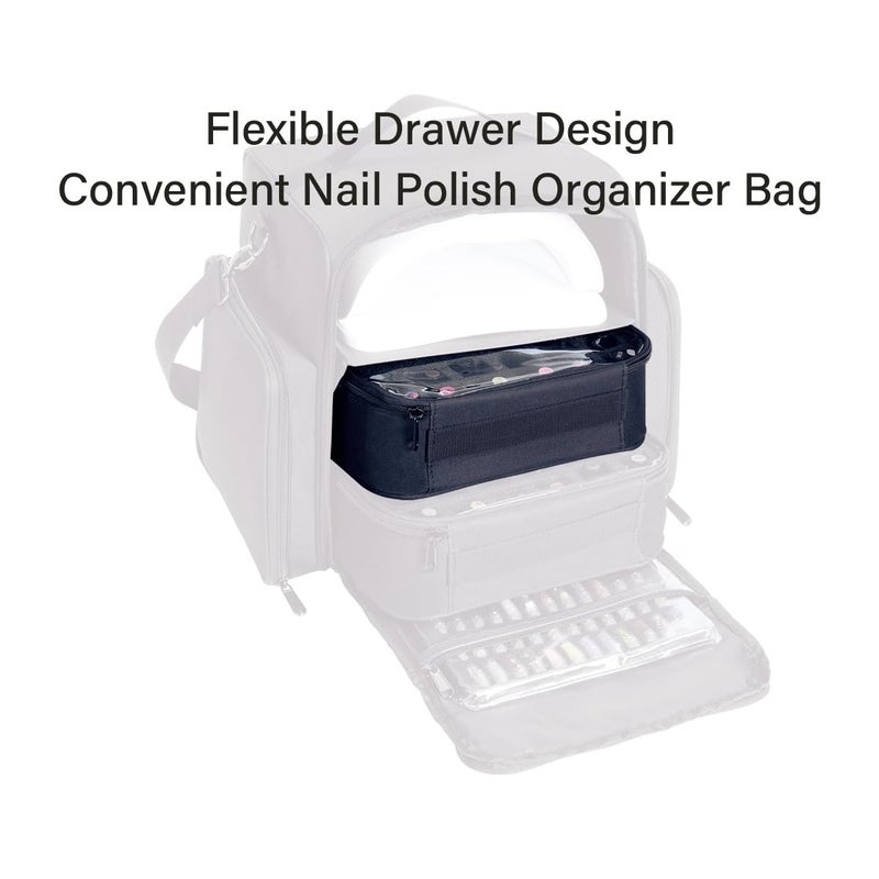 UOZL Small Clear Nail Polish Organizer Holds 30 bottles(15ml-0.5fl.oz) Nail Polish Case Multifunctional Nail Polish Bag organizer, Cosmetic Travel Makeup Cases for Women Black - Image 4