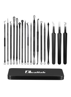 19 Pcs Blackhead Remover Pimple Popper Tool Kitprofessional Blackhead Extractor Tool For Nose Face Stainless Comedone Extractor Blemish Whitehead Popping Tool With Portable Metal Case (Black)