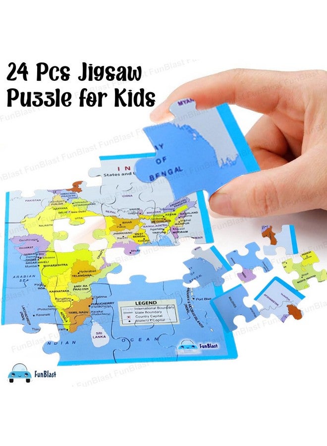 فنبلاست لعبة تركيب الصور المقطوعة خريطة الهند من فن بلاست للأطفال من عمر 3 إلى 5 سنوات - 24 قطعة (متعددة الألوان، مقاس 30×22 سم) - Image 3