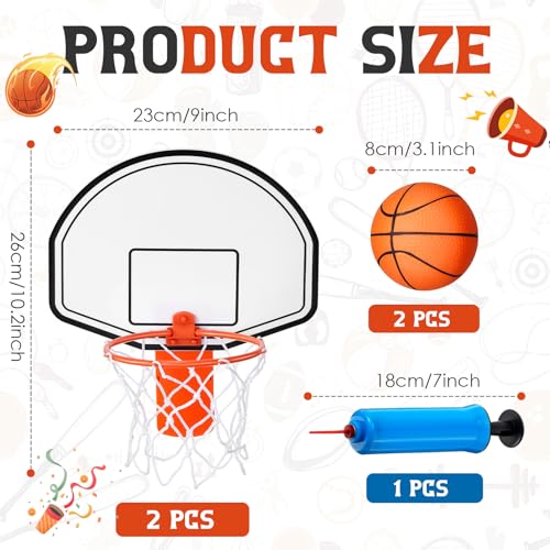 Liliful 2 Pack Indoor Trash Can Basketball Set Including 2 Clip on Hoop with Backboard 2 Inflatable Ball and 1 Pump Fun Indoor Basketball Game Office Stress Relief Toy Funny Birthday Gift - Image 5