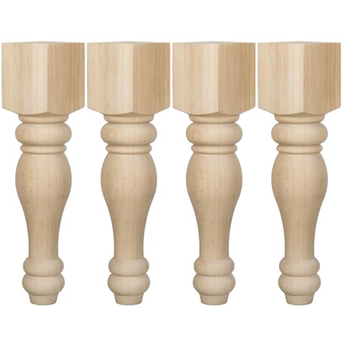 La Vane 16x3.5x3.5 inch Wooden Chunky Farmhouse Table Chair Legs, Set of 4 Solid Wood Massive Unfinished Turned Replacement Countertop Legs Kitchen Island Cabinet Columns for Bench Coffee Table Dining Table - Image 1