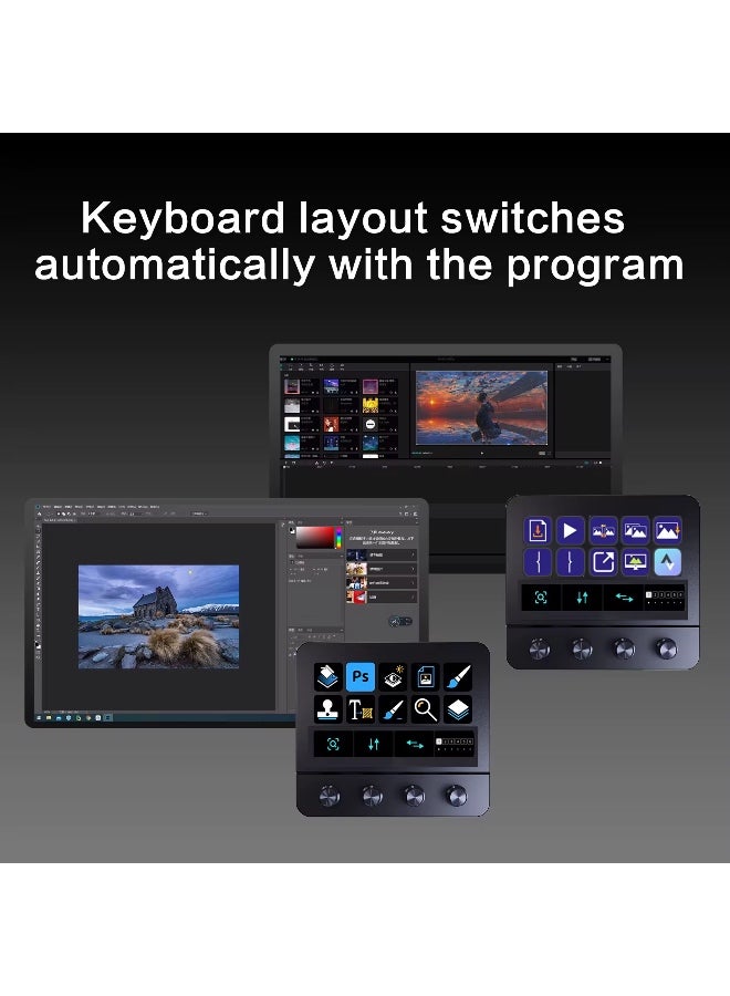 MiraBox N4 Stream Deck Controller with 10 Programmable LCD Keys, 4 Rotary Dials, Touch Bar and USB Hub, Macro Control Pad for Live Streaming, Gaming, Audio Mixing, Content Creation, OBS Studio, Twitch, YouTube, Windows and Mac - Image 4