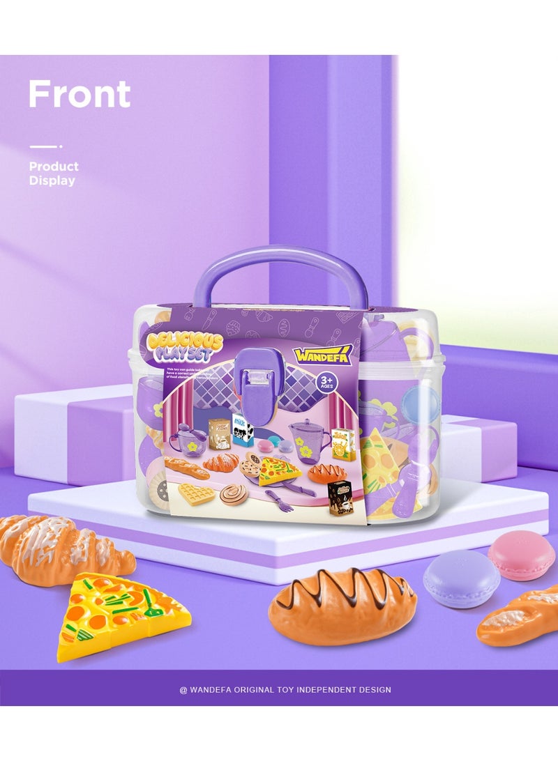 Tea Party Set for Little Girls,Birthday Gifts for Age 3 4 5 6 Year Old Girls,Pretend Teapot, Cups, Plates,and Food Sweet Treats Playset for Princess Tea Time Play Kitchen Toys - Image 1